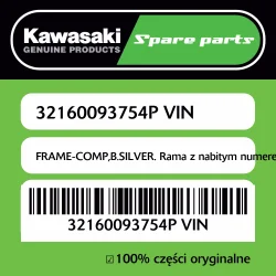 Sprawdź teraz FRAME-COMP,B.SILVER. Rama z nabitym numerem VIN.