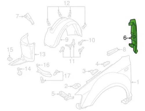 Nowy Listwa osłona pionowa błotnika Audi A3 2004-2013