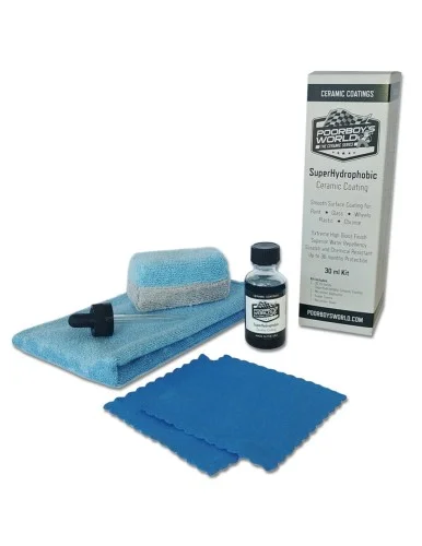 Oferta limitowana Poorboy's World SuperHydrophobic Ceramic Coating Kit - supernowoczesna powłoka z nano-cząsteczkami SiO2 ceramiczna/żywiczna 30ml